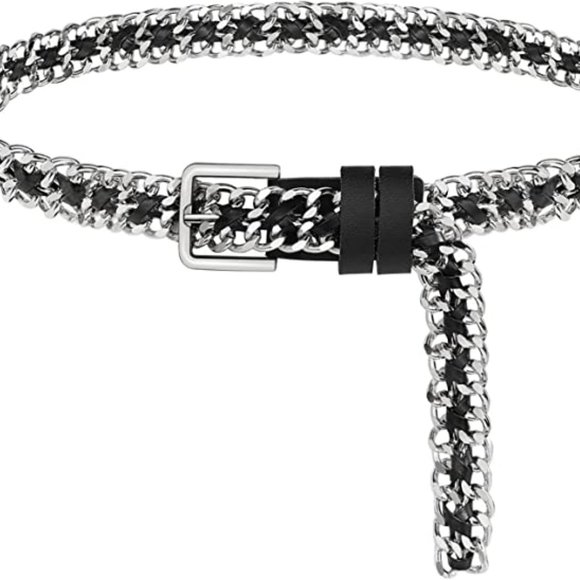 Gold Metal Punk Belts Leather Chain Waist Belt for Women Dresses